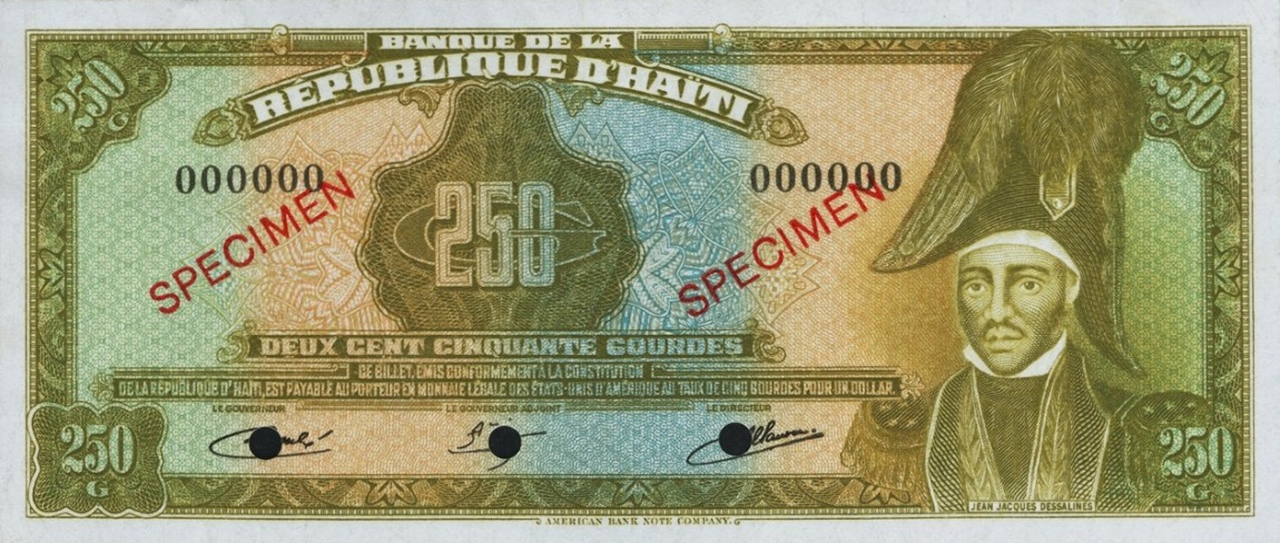 Front of Haiti p237s: 250 Gourdes from 1980