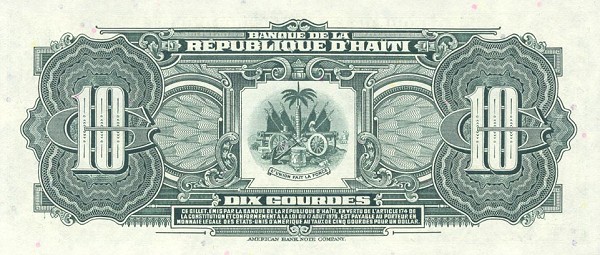 Back of Haiti p242a: 10 Gourdes from 1984