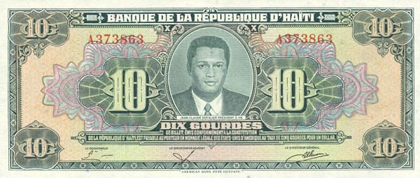 Front of Haiti p242a: 10 Gourdes from 1984