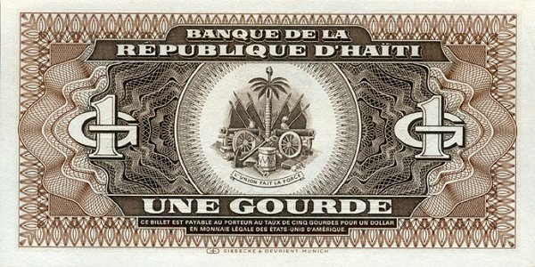 Back of Haiti p245a: 1 Gourde from 1987