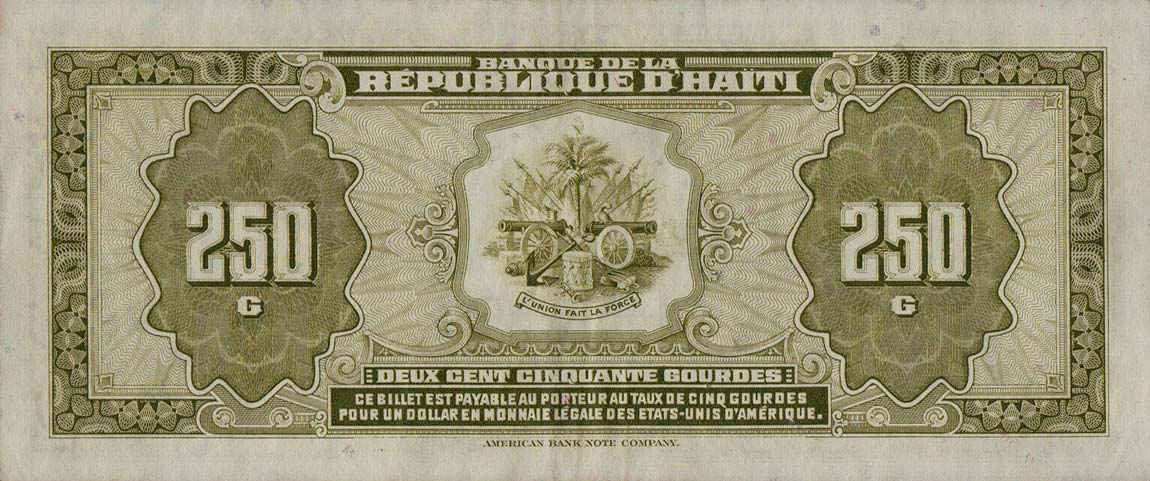 RealBanknotes.com > Haiti p251a: 250 Gourdes from 1988