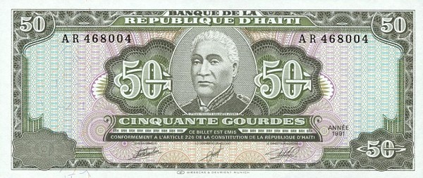 Front of Haiti p257a: 50 Gourdes from 1991