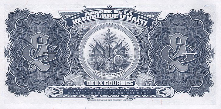 Back of Haiti p260a: 2 Gourdes from 1992