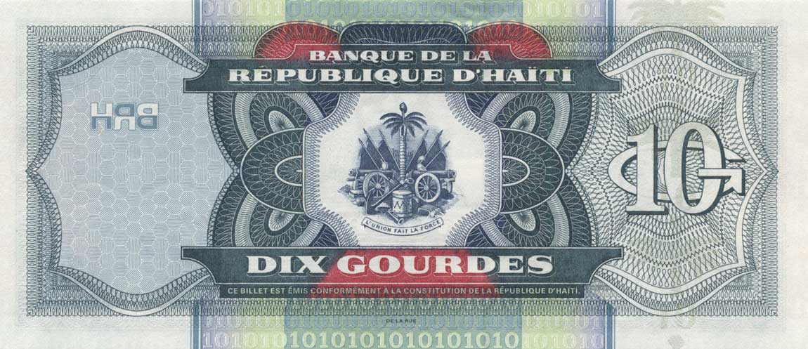 Back of Haiti p265b: 10 Gourdes from 2004