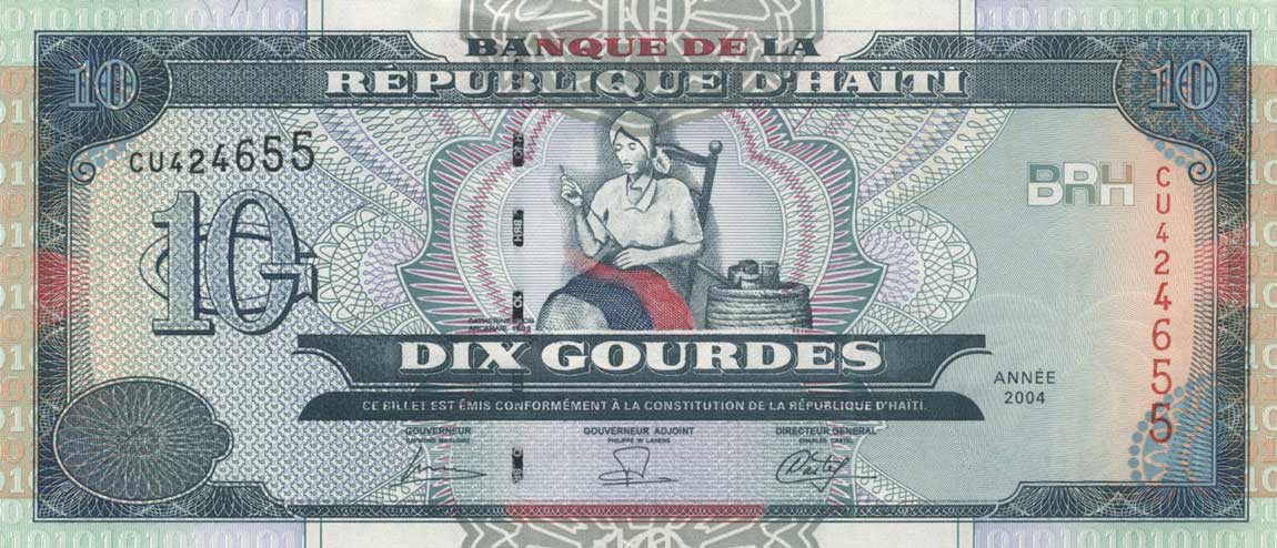 Front of Haiti p265b: 10 Gourdes from 2004