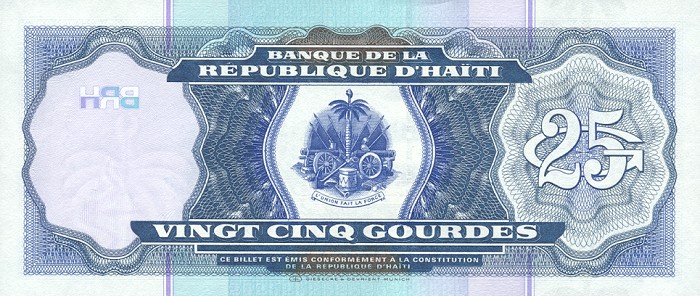 Back of Haiti p266a: 25 Gourdes from 2000