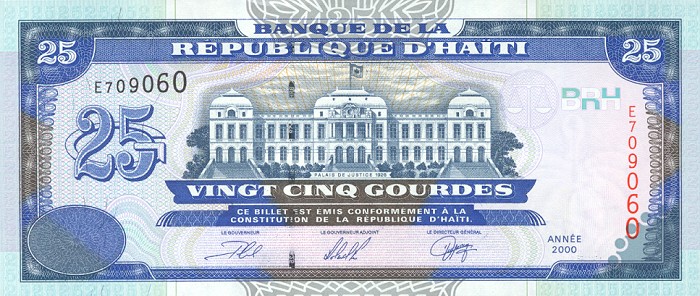 Front of Haiti p266a: 25 Gourdes from 2000