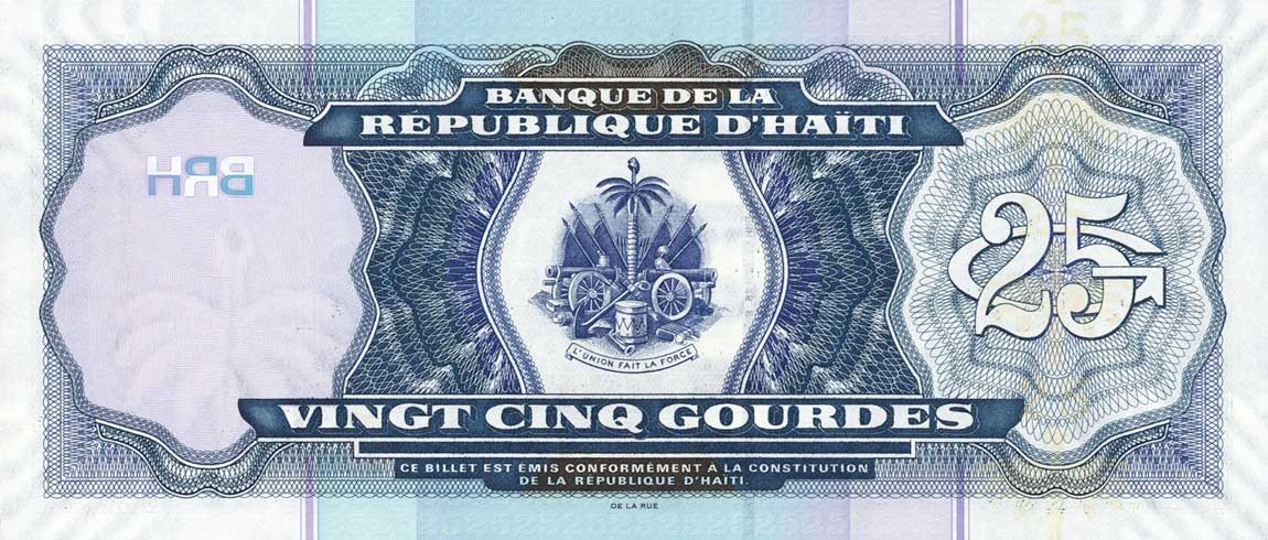 Back of Haiti p266c: 25 Gourdes from 2006