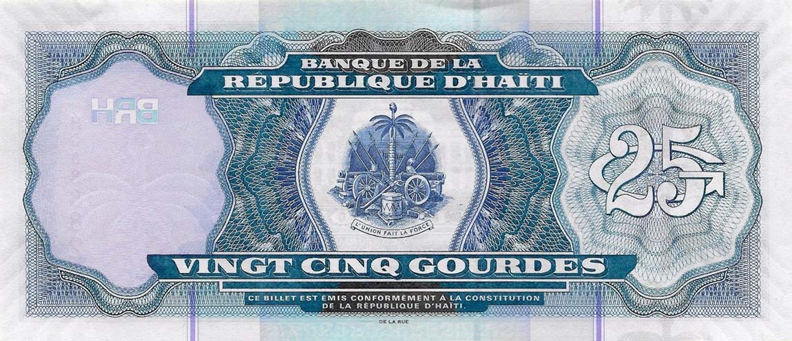 Back of Haiti p266f: 25 Gourdes from 2015