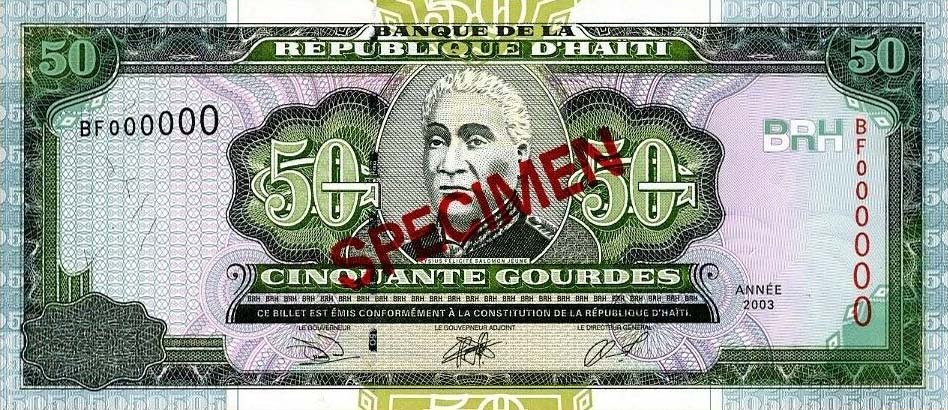 Front of Haiti p267s: 50 Gourdes from 2000