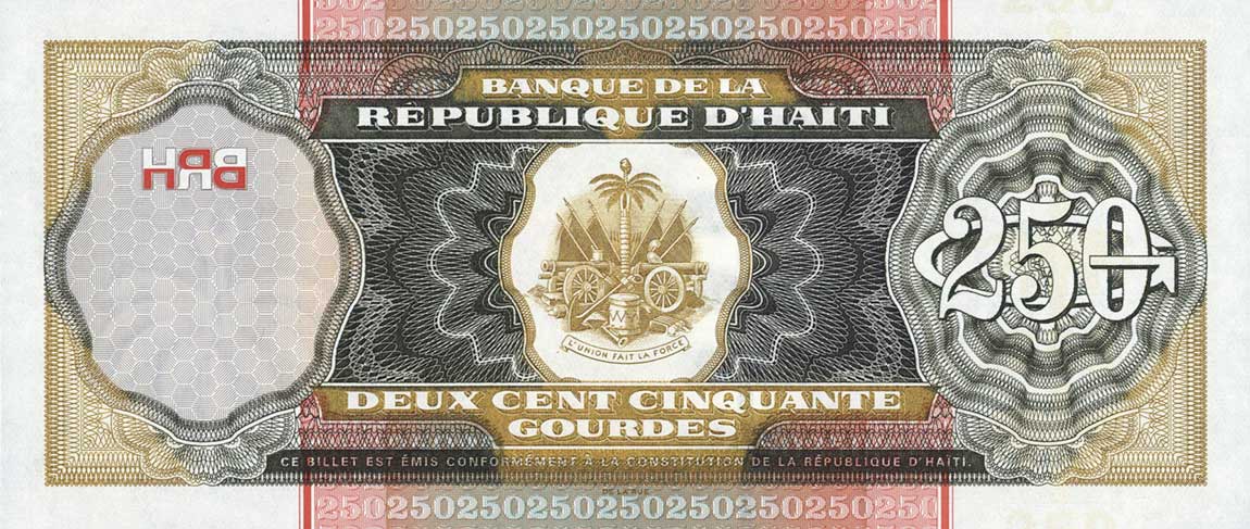 Back of Haiti p269b: 250 Gourdes from 2003