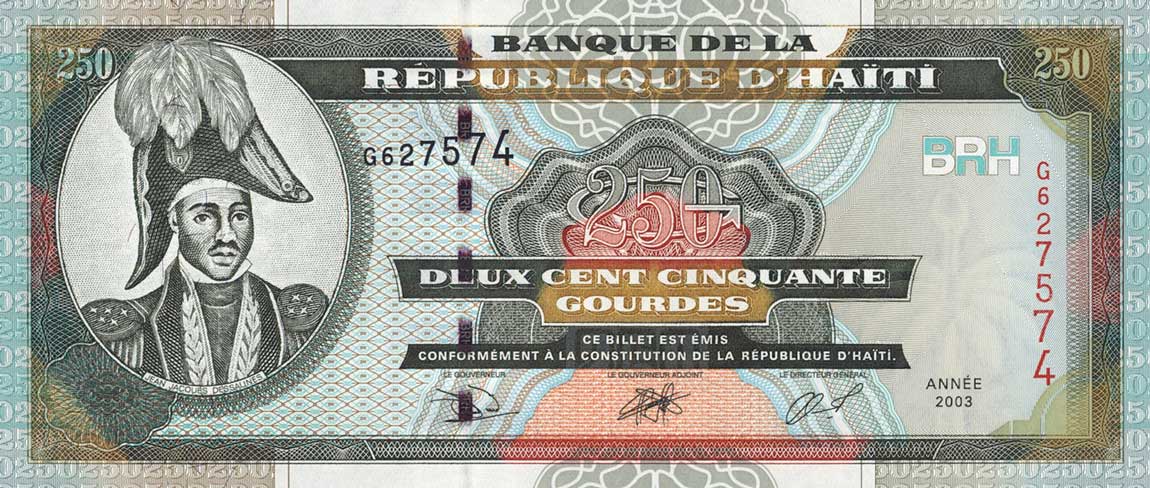 Front of Haiti p269b: 250 Gourdes from 2003