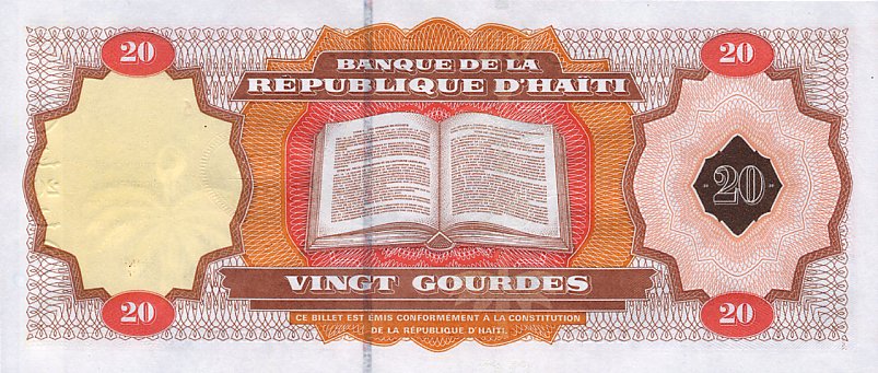 Back of Haiti p271: 20 Gourdes from 2001