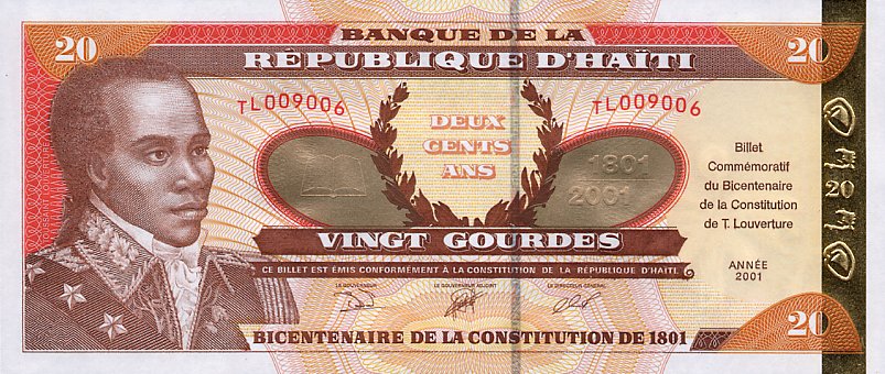 Front of Haiti p271: 20 Gourdes from 2001