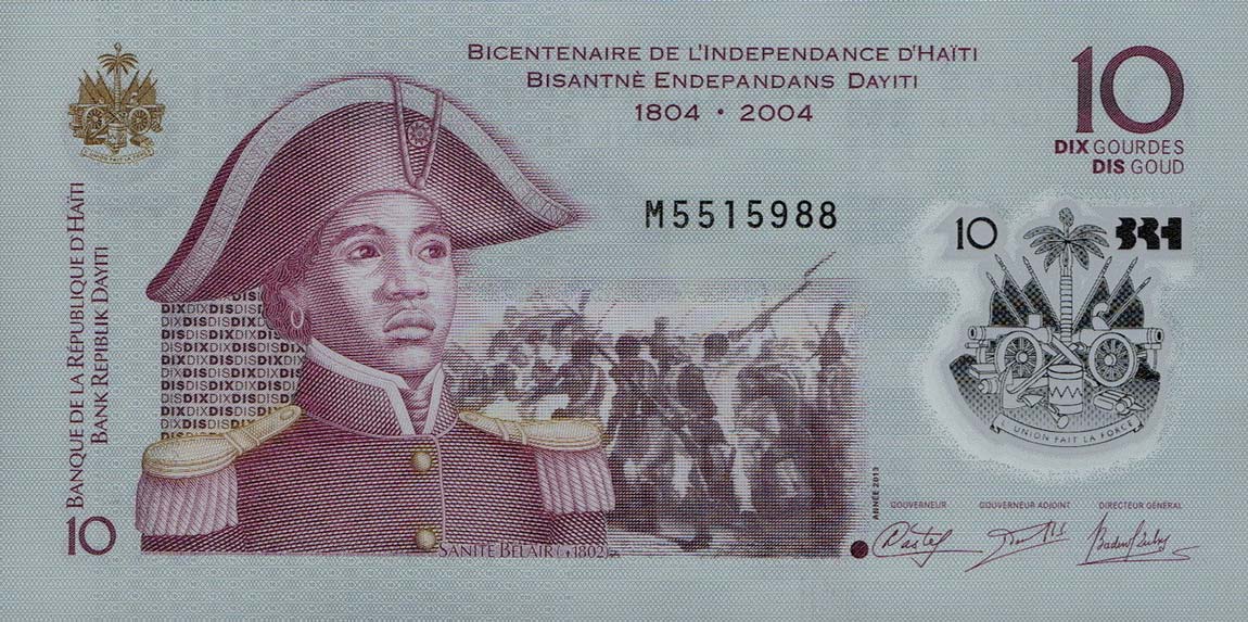 Front of Haiti p272f: 10 Gourdes from 2013