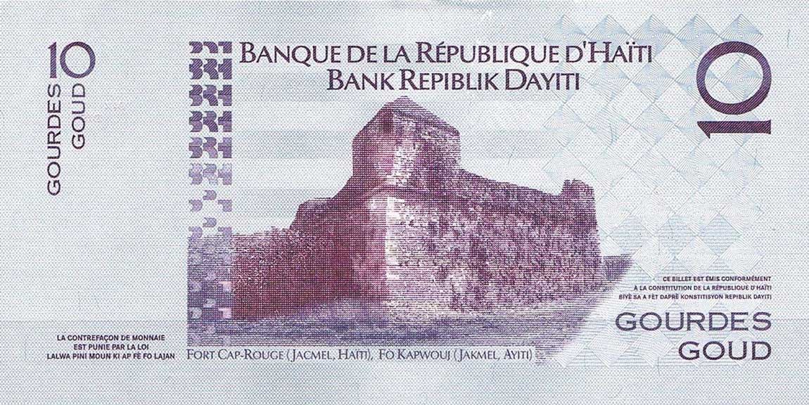 Back of Haiti p272e: 10 Gourdes from 2012