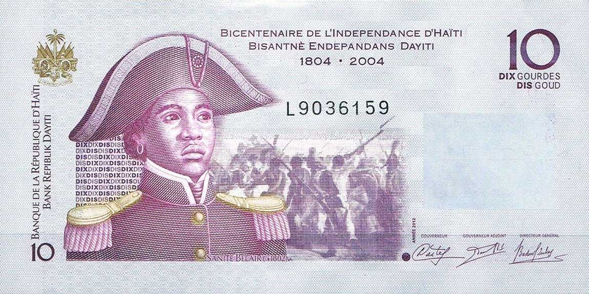 Front of Haiti p272e: 10 Gourdes from 2012