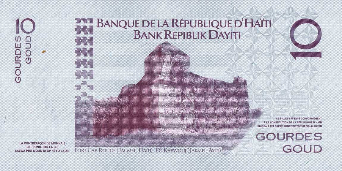 Back of Haiti p272h: 10 Gourdes from 2016