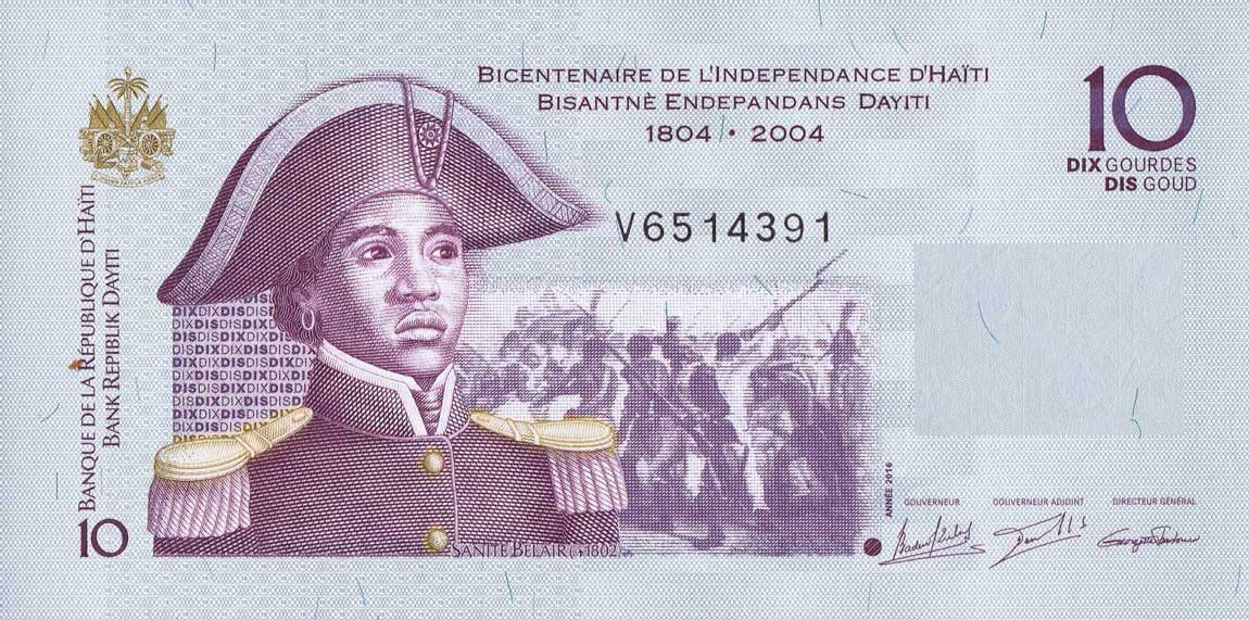 Front of Haiti p272h: 10 Gourdes from 2016