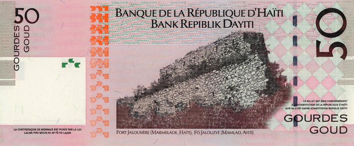 Back of Haiti p274b: 50 Gourdes from 2008