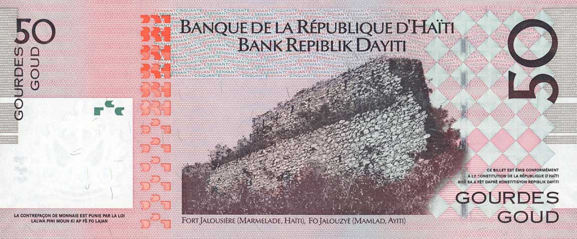 Back of Haiti p274c: 50 Gourdes from 2010