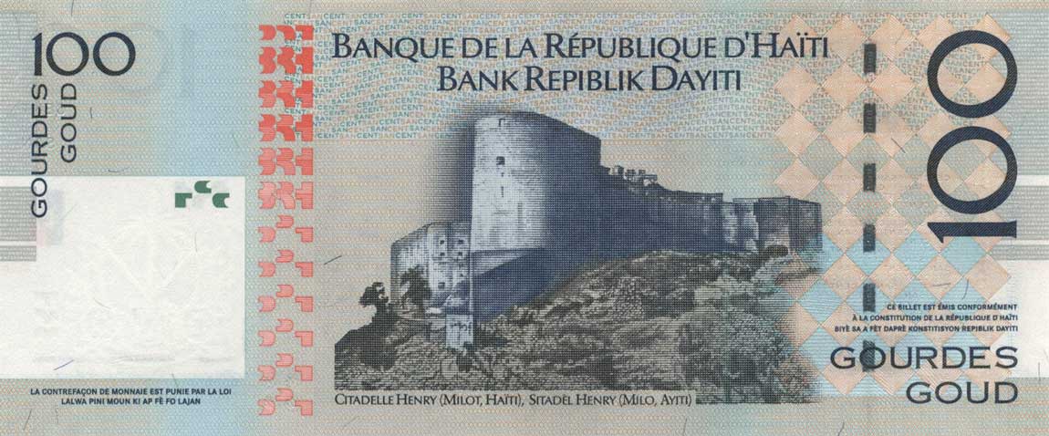 Back of Haiti p275e: 100 Gourdes from 2014