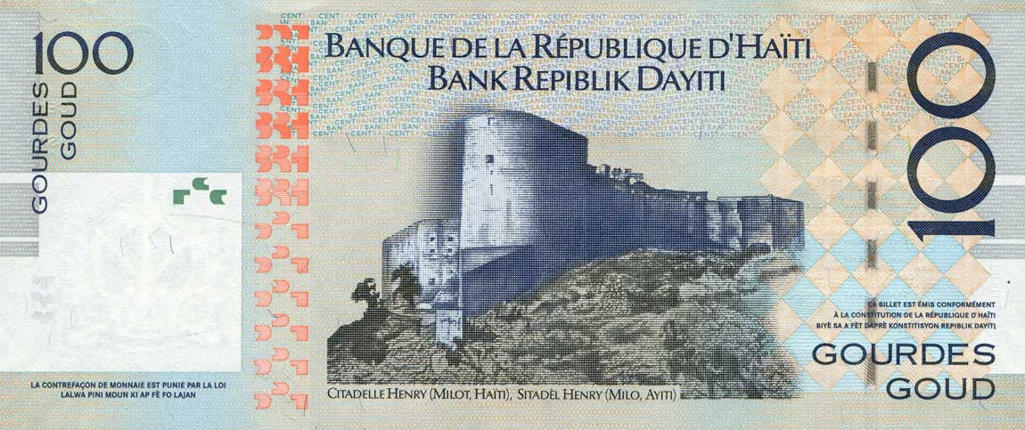 Back of Haiti p275f: 100 Gourdes from 2016