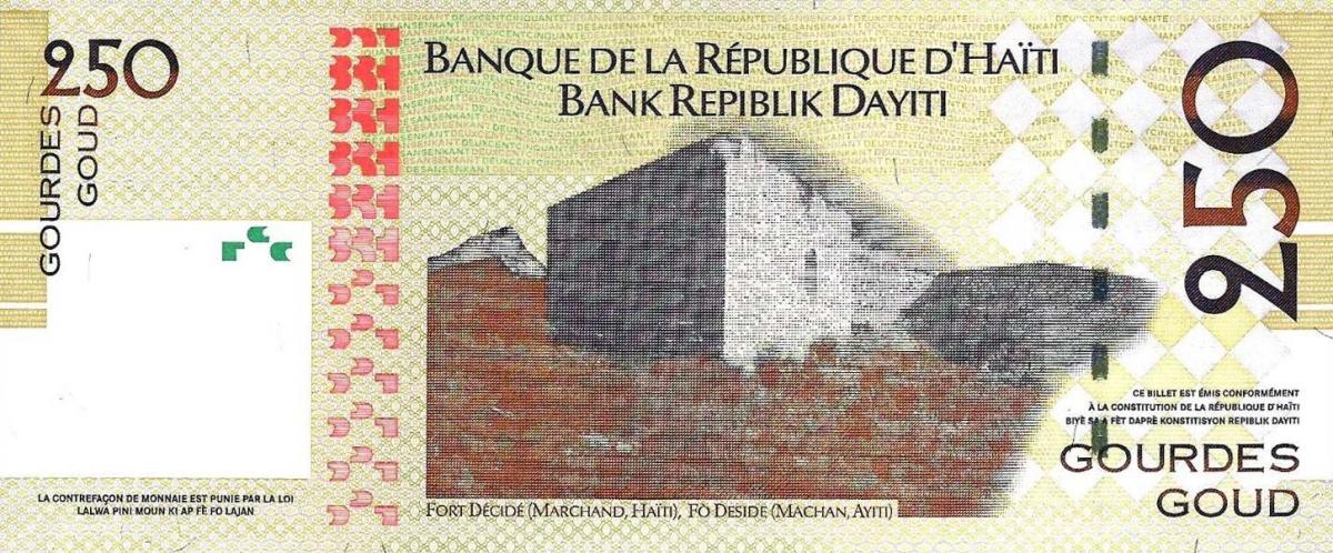 Back of Haiti p276b: 250 Gourdes from 2007