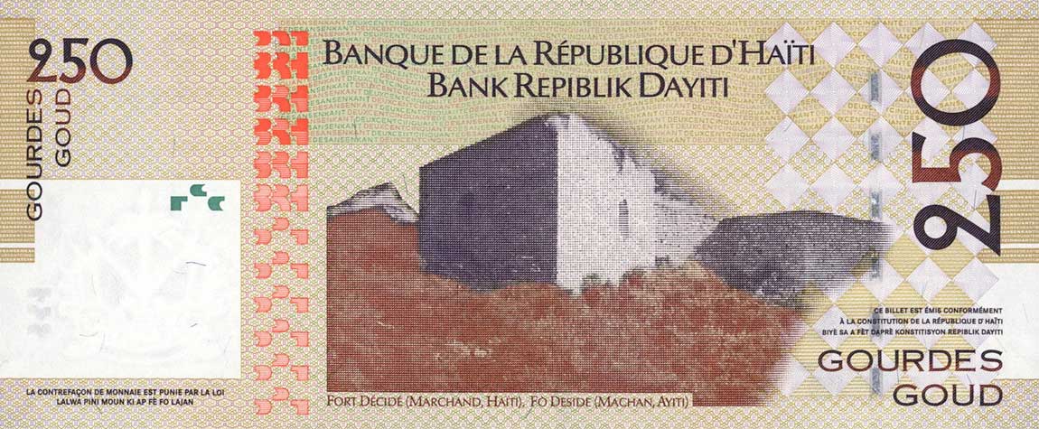 Back of Haiti p276d: 250 Gourdes from 2010