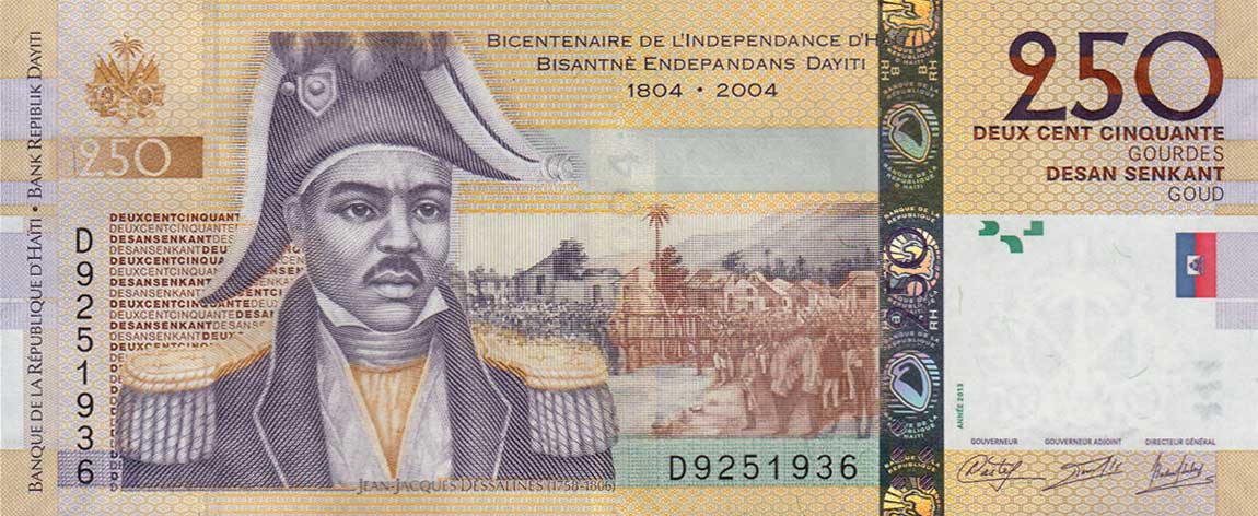 Front of Haiti p276e: 250 Gourdes from 2013