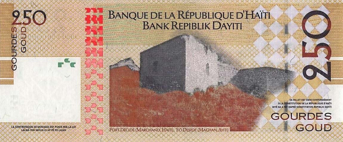 Back of Haiti p276g: 250 Gourdes from 2016