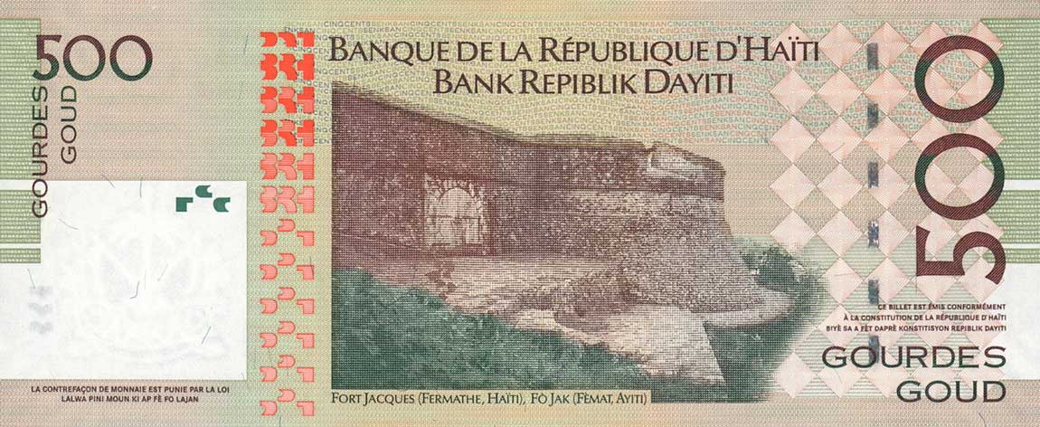 Back of Haiti p277d: 500 Gourdes from 2010