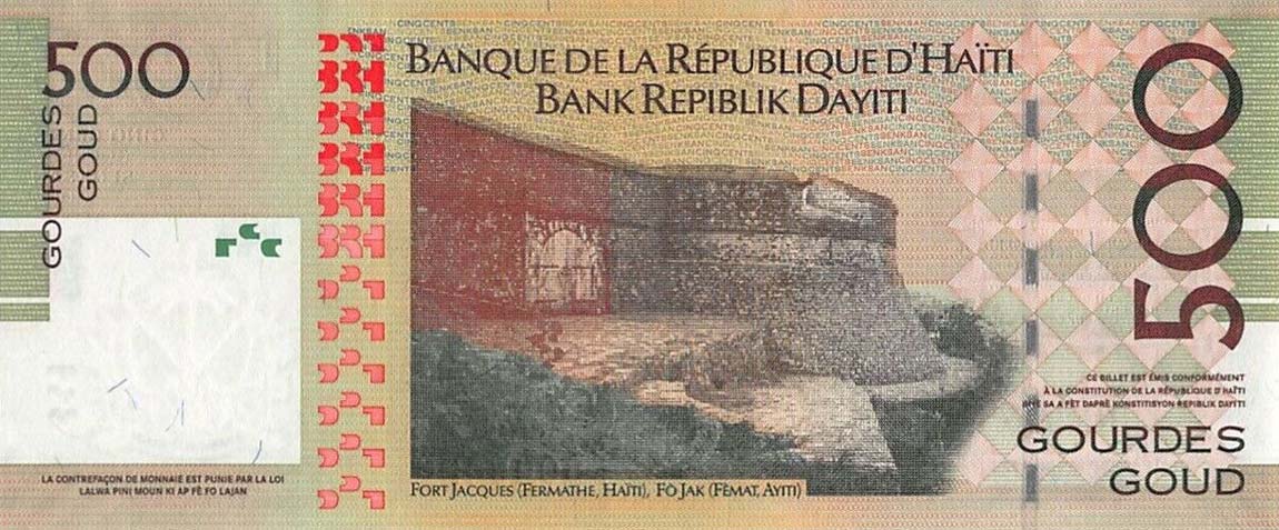 Back of Haiti p277f: 500 Gourdes from 2016