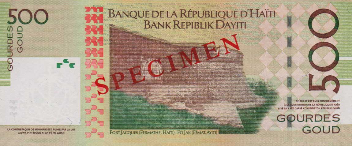 Back of Haiti p277s: 500 Gourdes from 2004
