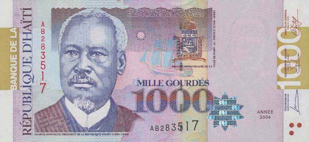 Front of Haiti p278b: 1000 Gourdes from 2004