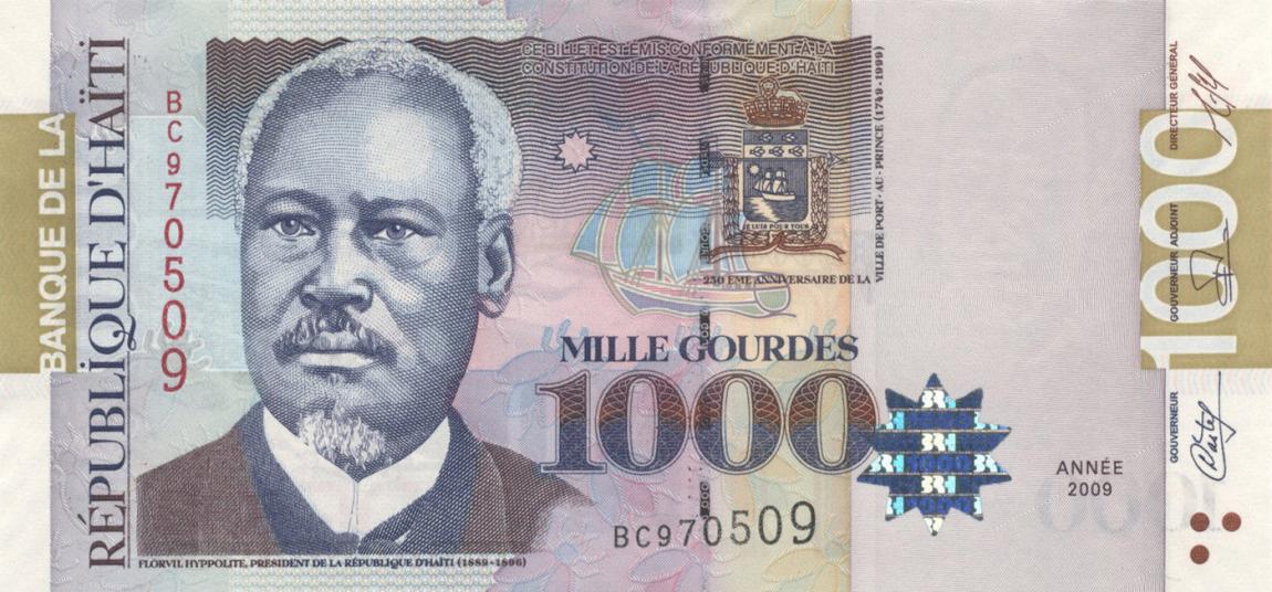 Front of Haiti p278d: 1000 Gourdes from 2009