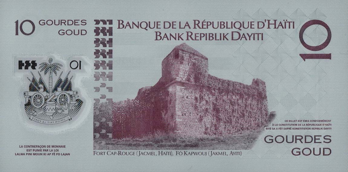 Back of Haiti p279: 10 Gourdes from 2013