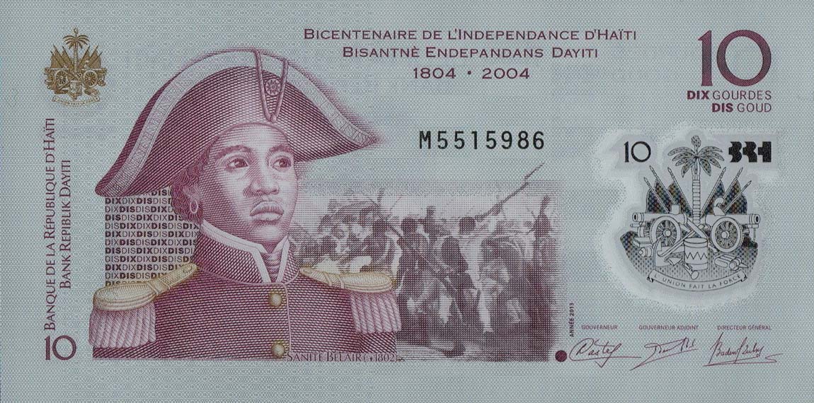 Front of Haiti p279: 10 Gourdes from 2013