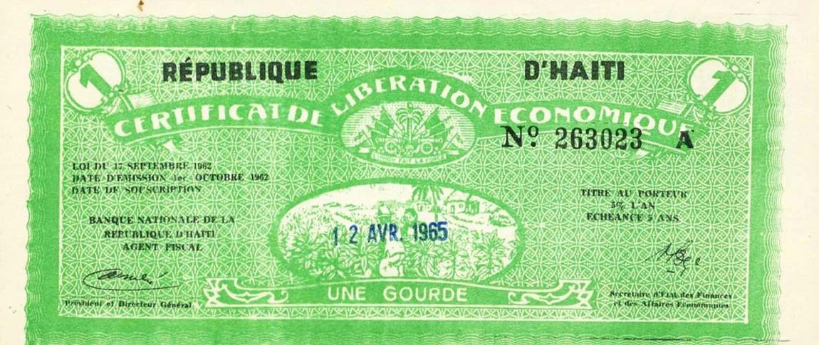 Front of Haiti p501: 1 Gourde from 1962