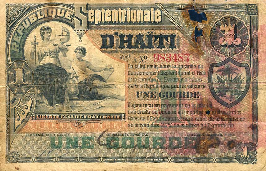 Front of Haiti p91a: 1 Gourde from 1888