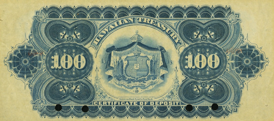 Back of Hawaii p4b: 100 Dollars from 1879