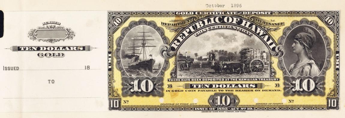 Front of Hawaii p7p: 10 Dollars from 1895