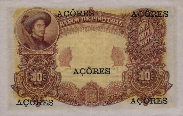 Back of Azores p11: 10 Mil Reis Ouro from 1905