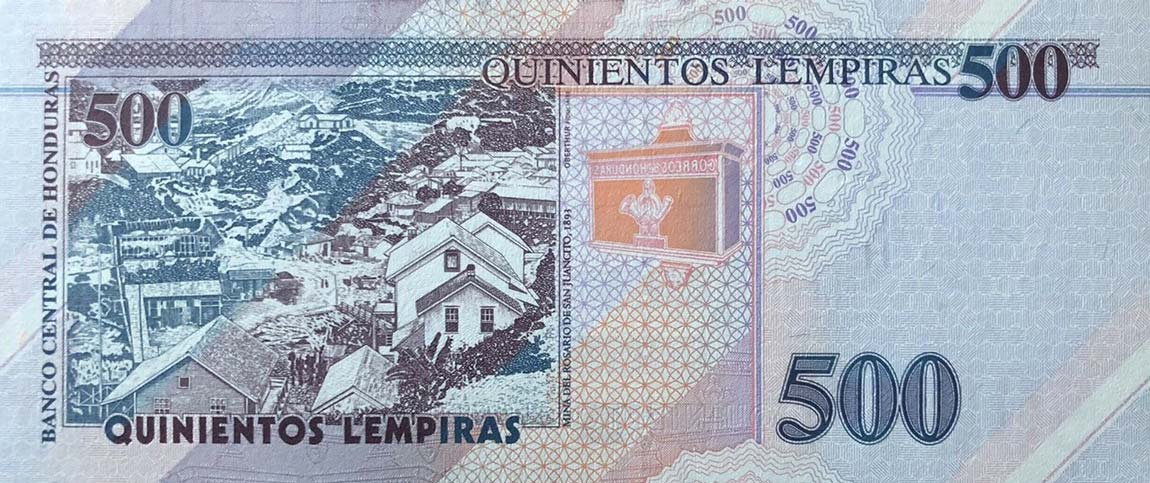 Back of Honduras p103c: 500 Lempiras from 2016