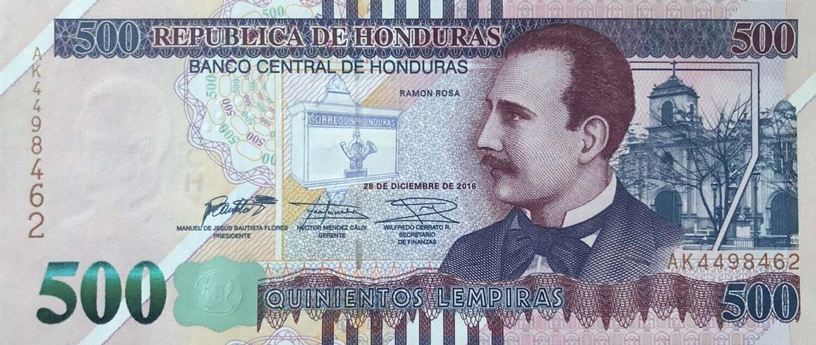 Front of Honduras p103c: 500 Lempiras from 2016