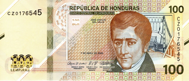 Front of Honduras p104: 100 Lempiras from 2022