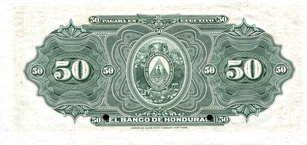 Back of Honduras p27s: 50 Pesos from 1913