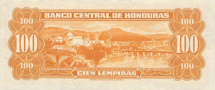 Back of Honduras p49b: 100 Lempiras from 1964