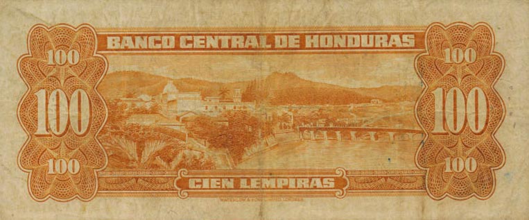 Back of Honduras p49d: 100 Lempiras from 1972