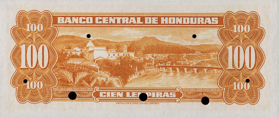 Back of Honduras p49s: 100 Lempiras from 1951